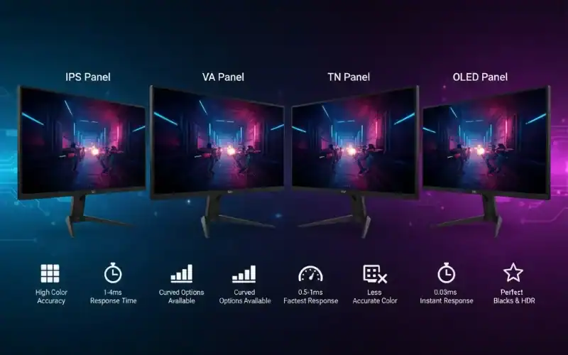 Quality gaming monitors with different panel technologies for optimal gaming experience.